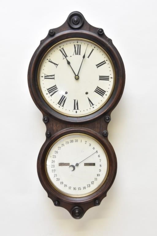 Seth Thomas double dial walnut wall