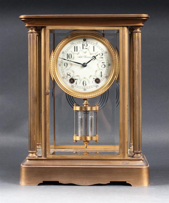 Seth Thomas gilt bronze and glass
