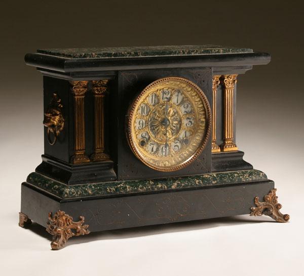 Seth Thomas mantle clock; gilt cast