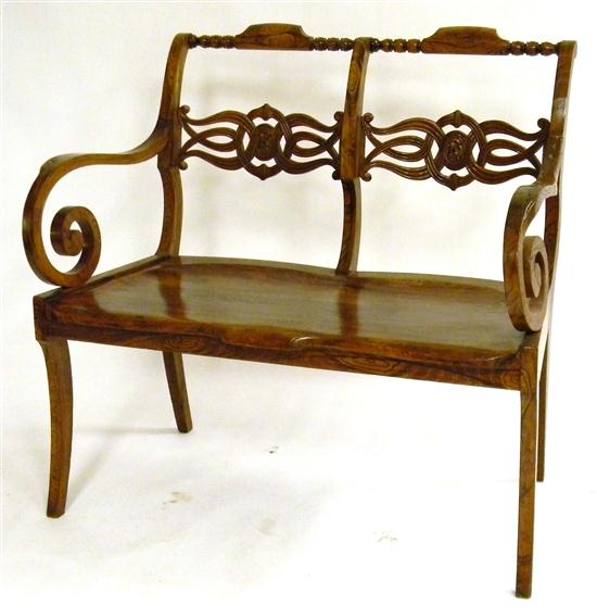 Settee  grain painted  pierced