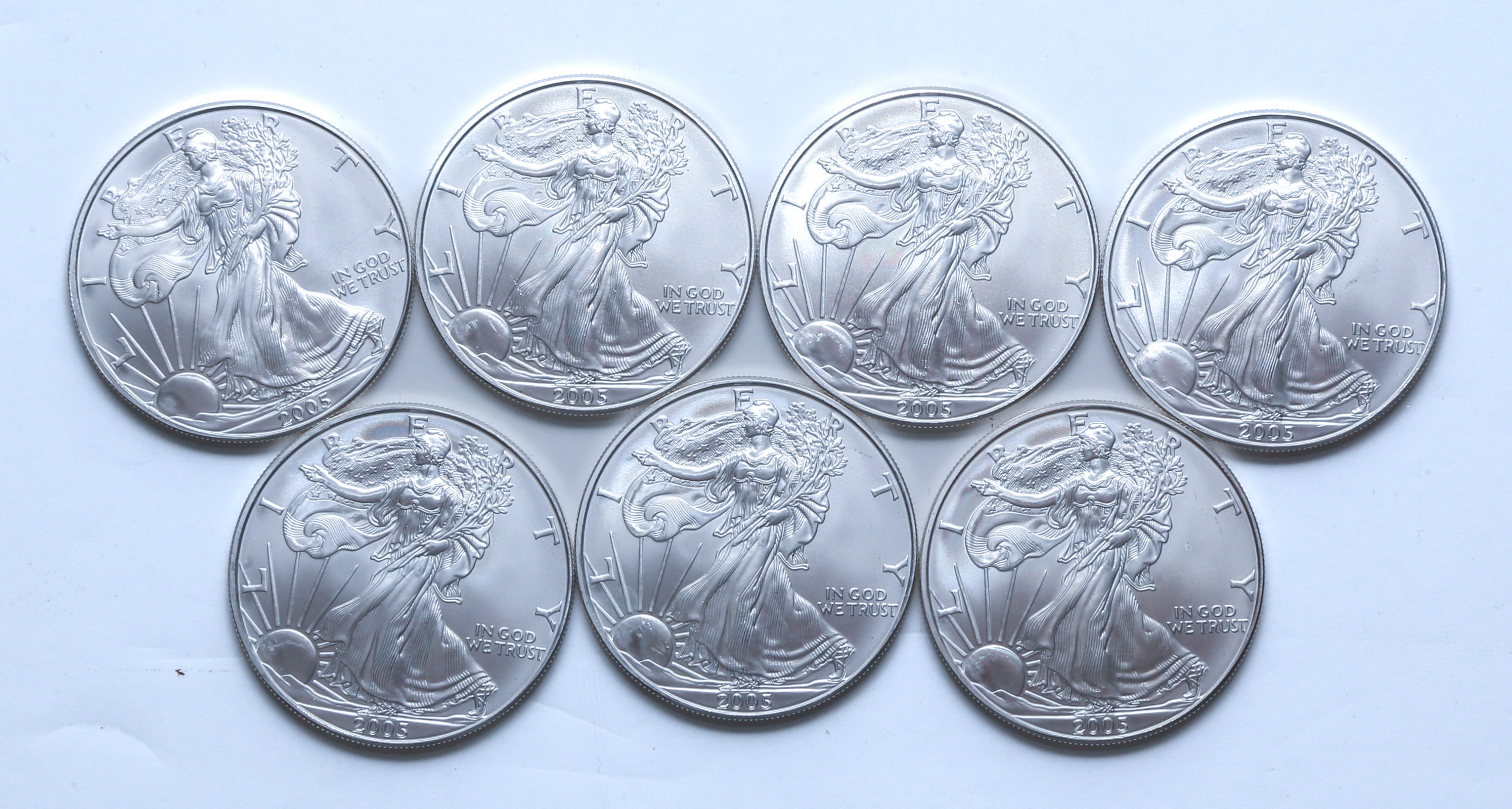 SEVEN 2005 BU SILVER EAGLES .