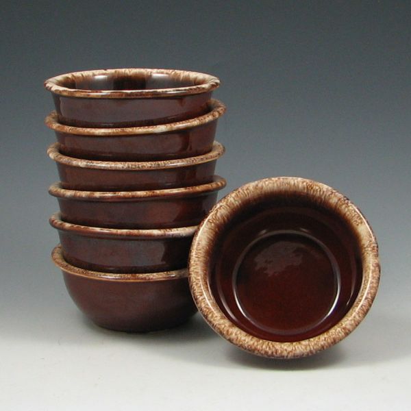 Seven (7) Hull Mirror Brown Bowls