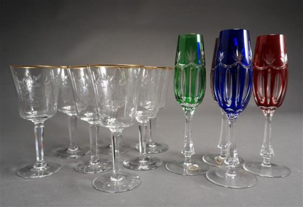 SEVEN ACID ETCHED CUT GLASS STEM