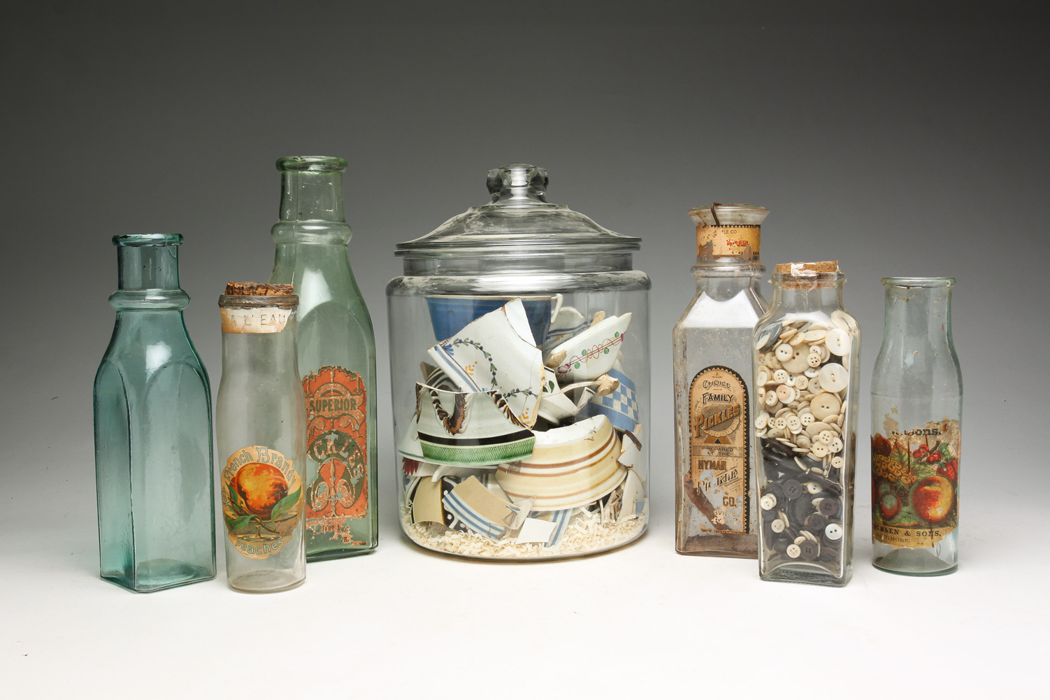 SEVEN AMERICAN JARS. Nineteenth and