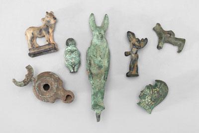 Seven ancient bronze fragments:
