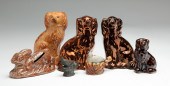 SEVEN  ANIMAL FORM ITEMS. Late