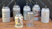 Seven antique beer steins, inc