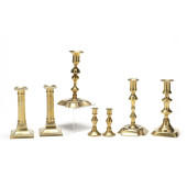 SEVEN ANTIQUE ENGLISH BRASS CA