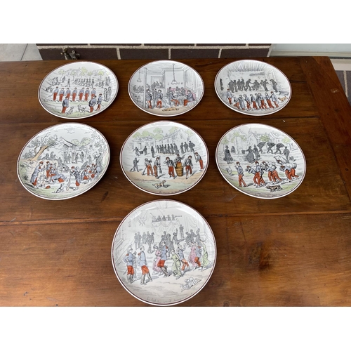 Seven antique French plates,