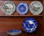 Seven antique transferware pla