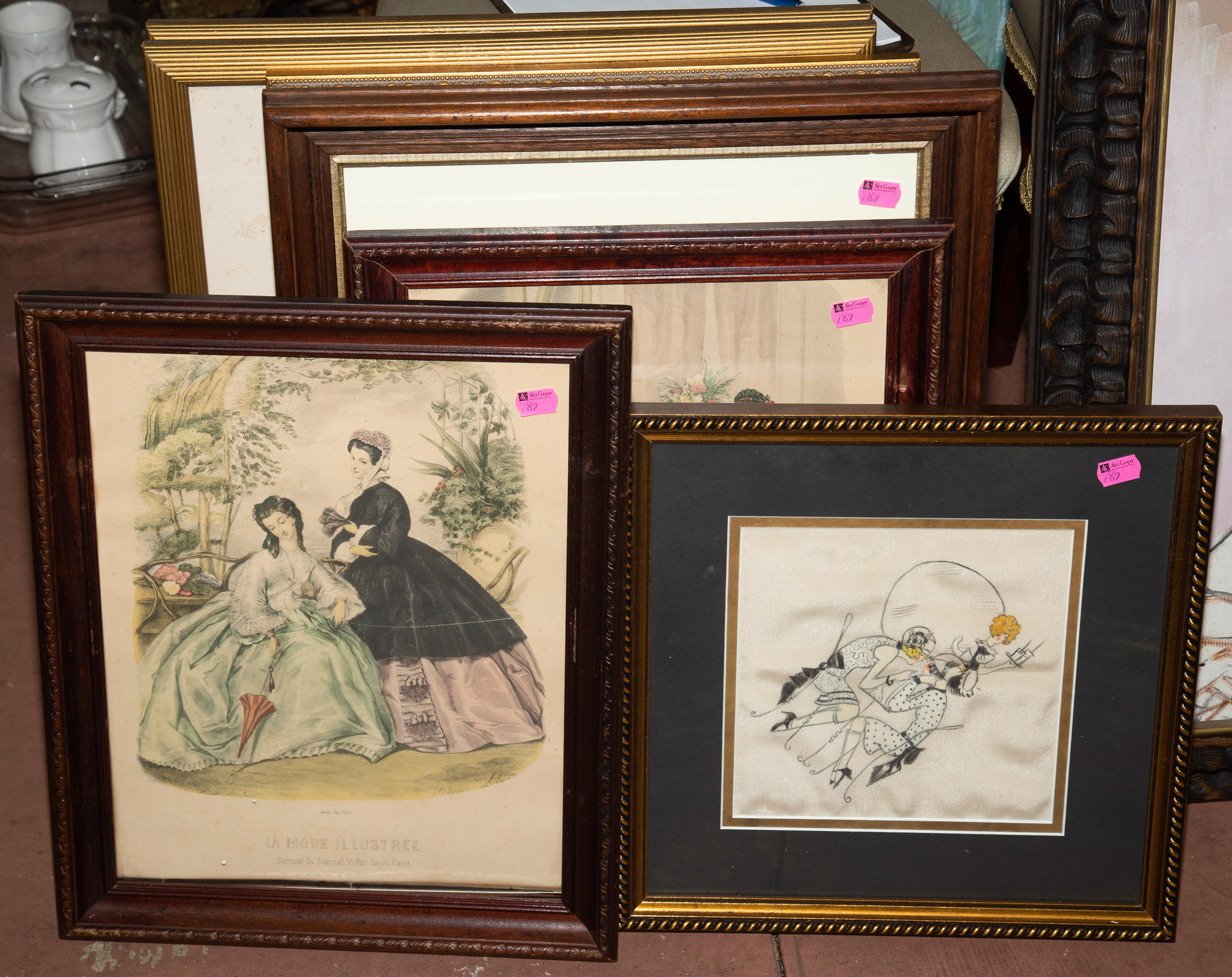 SEVEN ARTWORKS DEPICTING LADIES