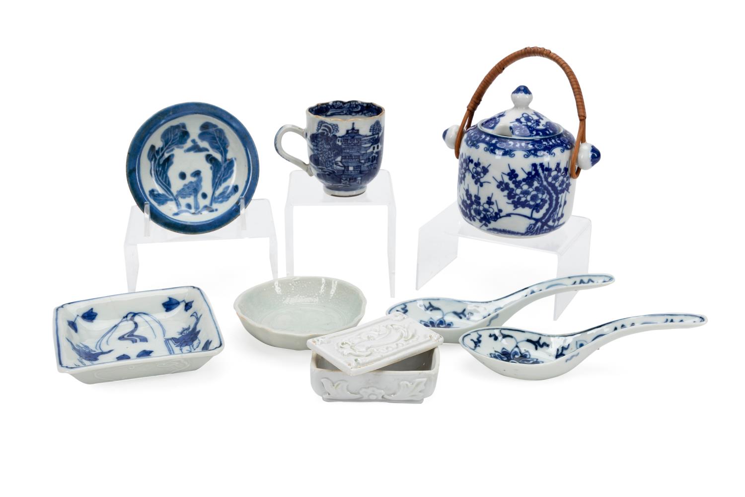 SEVEN ASIAN MOSTLY BLUE AND WHITE