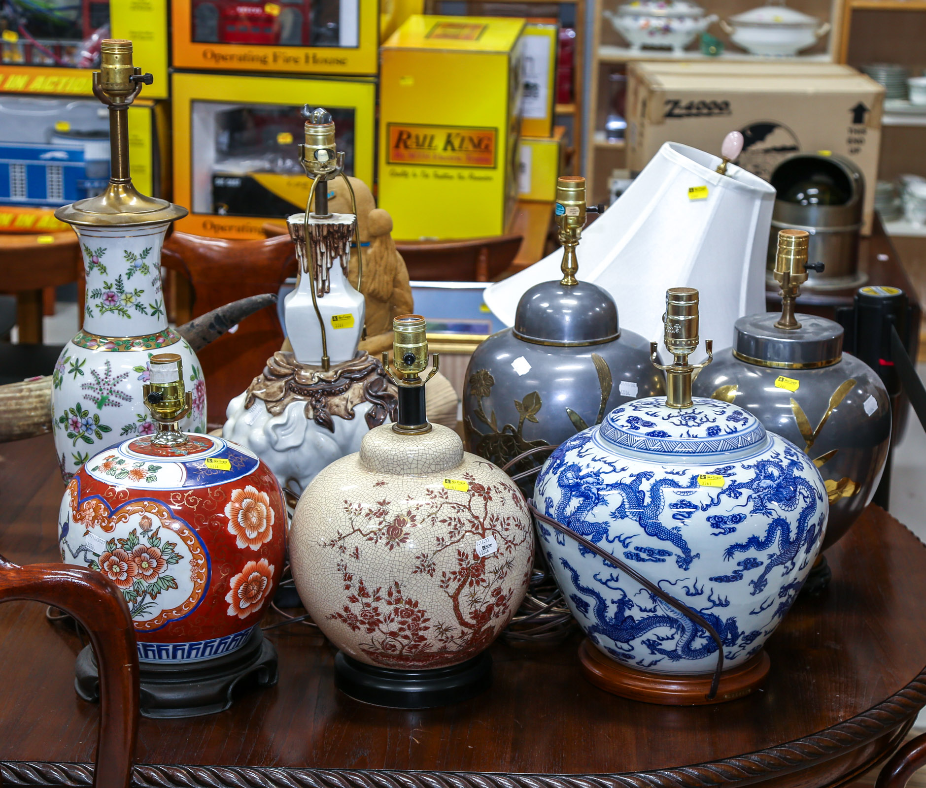 SEVEN ASIAN STYLE TABLE LAMPS