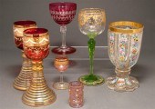 Seven assorted Bohemian enamel