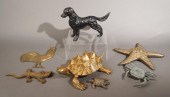 SEVEN ASSORTED PATINATED METAL