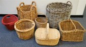SEVEN ASSORTED WICKER, VINE AN