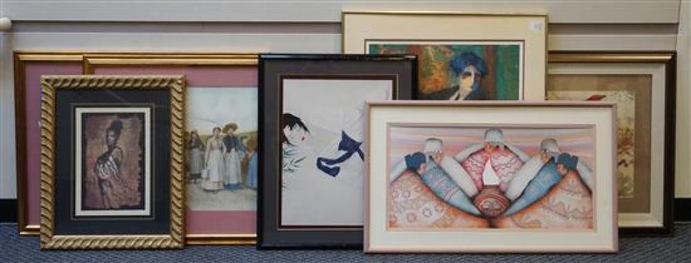 SEVEN ASSORTED WORKS OF ART,