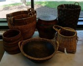 SEVEN ASSORTED WOVEN BASKETSSe