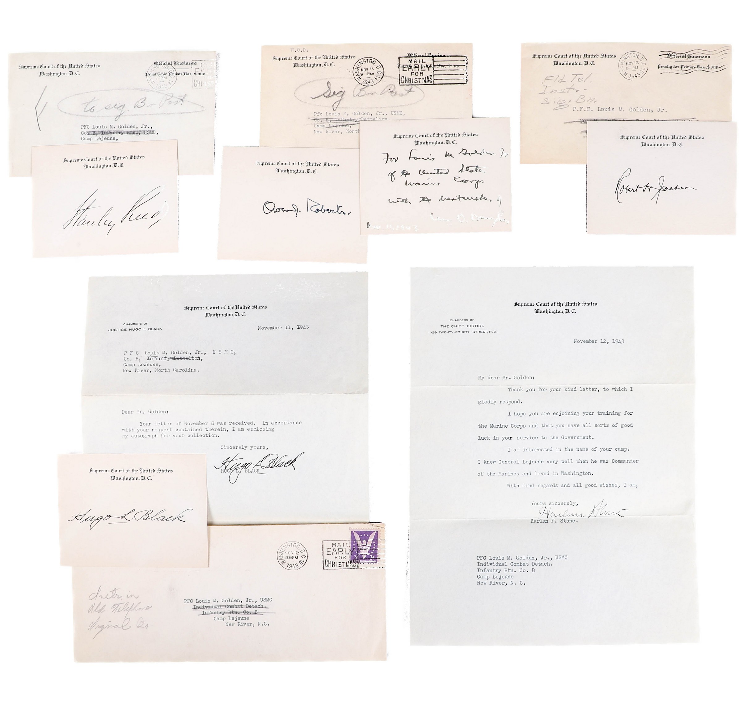 Seven autographs of Supreme Court
