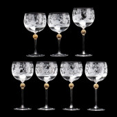 SEVEN BACCHANALIAN ENGRAVED GL