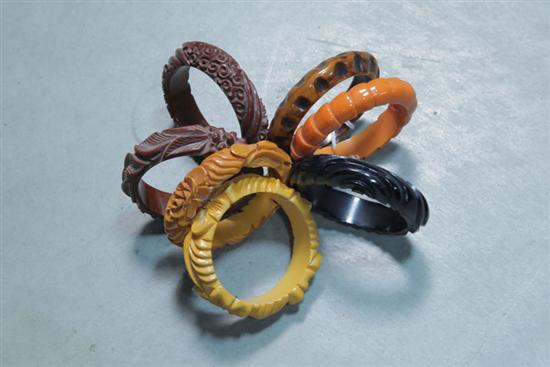 SEVEN BAKELITE BRACELETS. All