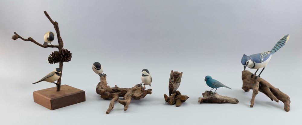 SEVEN BIRD CARVINGS 20TH CENTURY