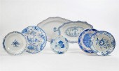 SEVEN BLUE AND WHITE TIN GLAZE