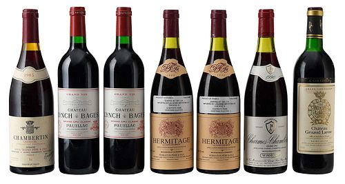 SEVEN BOTTLES ASSORTED FRENCH RED