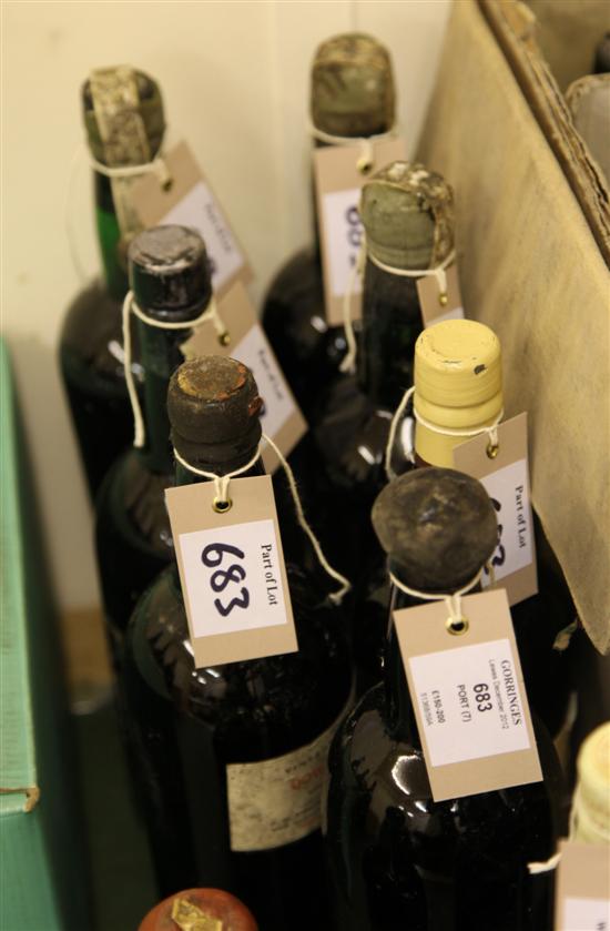 Seven bottles of vintage port