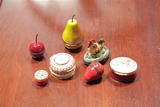 SEVEN BOXES. Limoges rooster