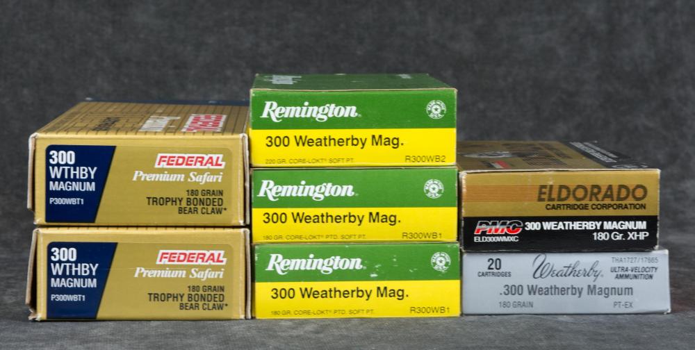 SEVEN BOXES OF 300 WEATHERBY MAGNUM