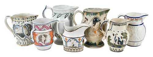 SEVEN BRITISH CERAMIC PRATTWARE