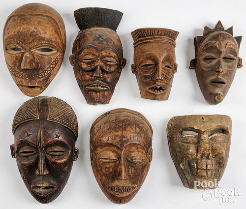 SEVEN CARVED AFRICAN TRIBAL