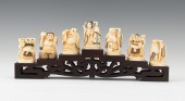 Seven Carved Ivory Okimonos of