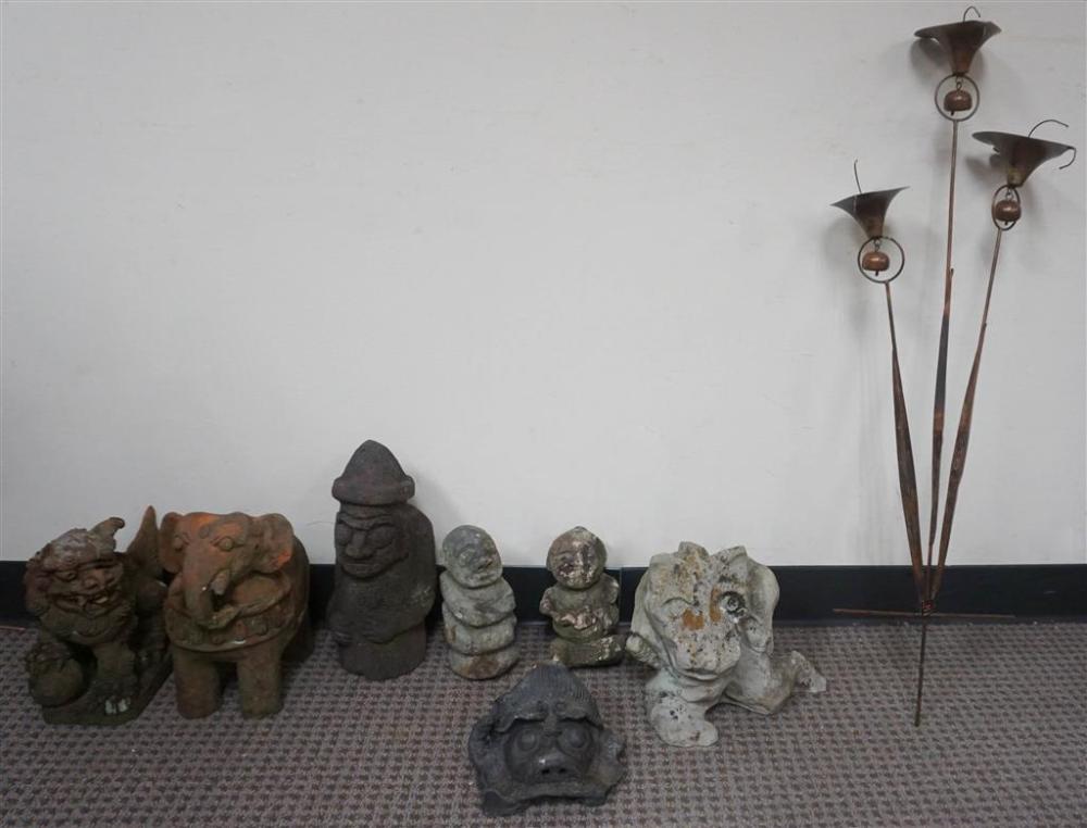 SEVEN CAST CEMENT POTTERY AND OTHER