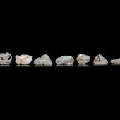 Seven Celadon Jade Carvings of