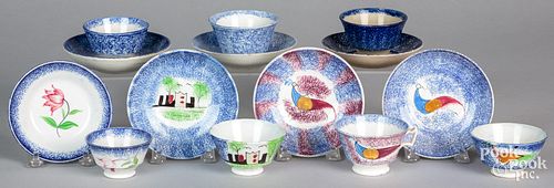 SEVEN CHILD'S SPATTERWARE CUPS