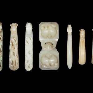 Seven Chinese Carved Celadon Jade