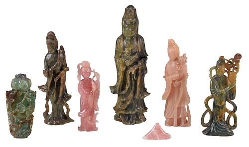 SEVEN CHINESE CARVED HARDSTONE