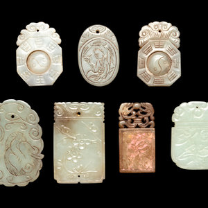 Seven Chinese Carved Jade Plaques