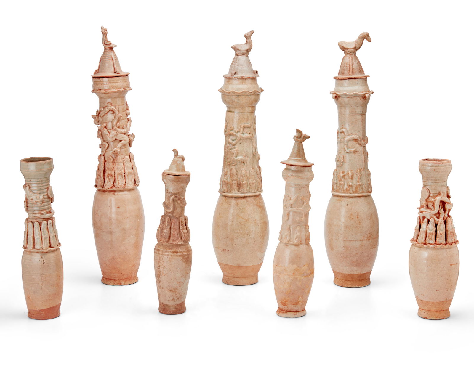 SEVEN CHINESE CELADON-GLAZED