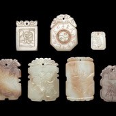 Seven Chinese Celadon Jade Car