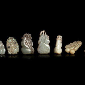 Seven Chinese Celadon Jade Carvings