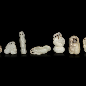 Seven Chinese Celadon Jade Carvings