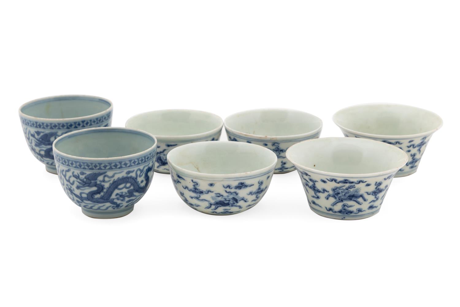 SEVEN CHINESE MING STYLE BLUE &