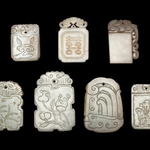 Seven Chinese Pale Celadon Jade