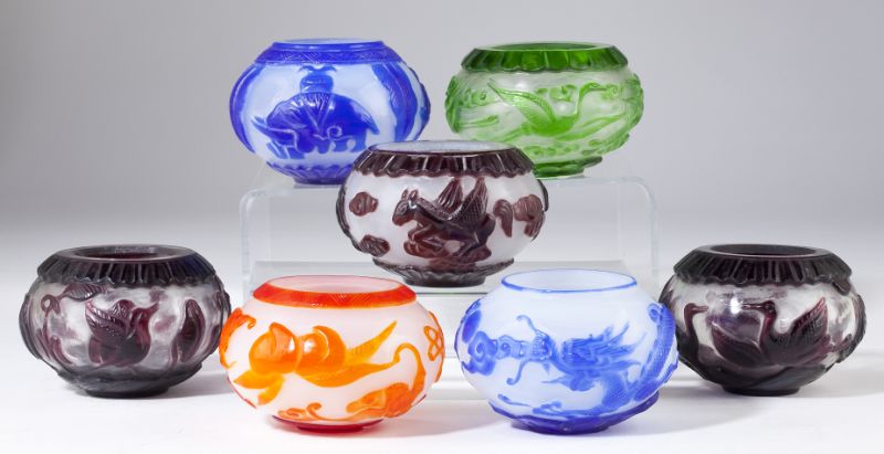 Seven Chinese Peking Glass