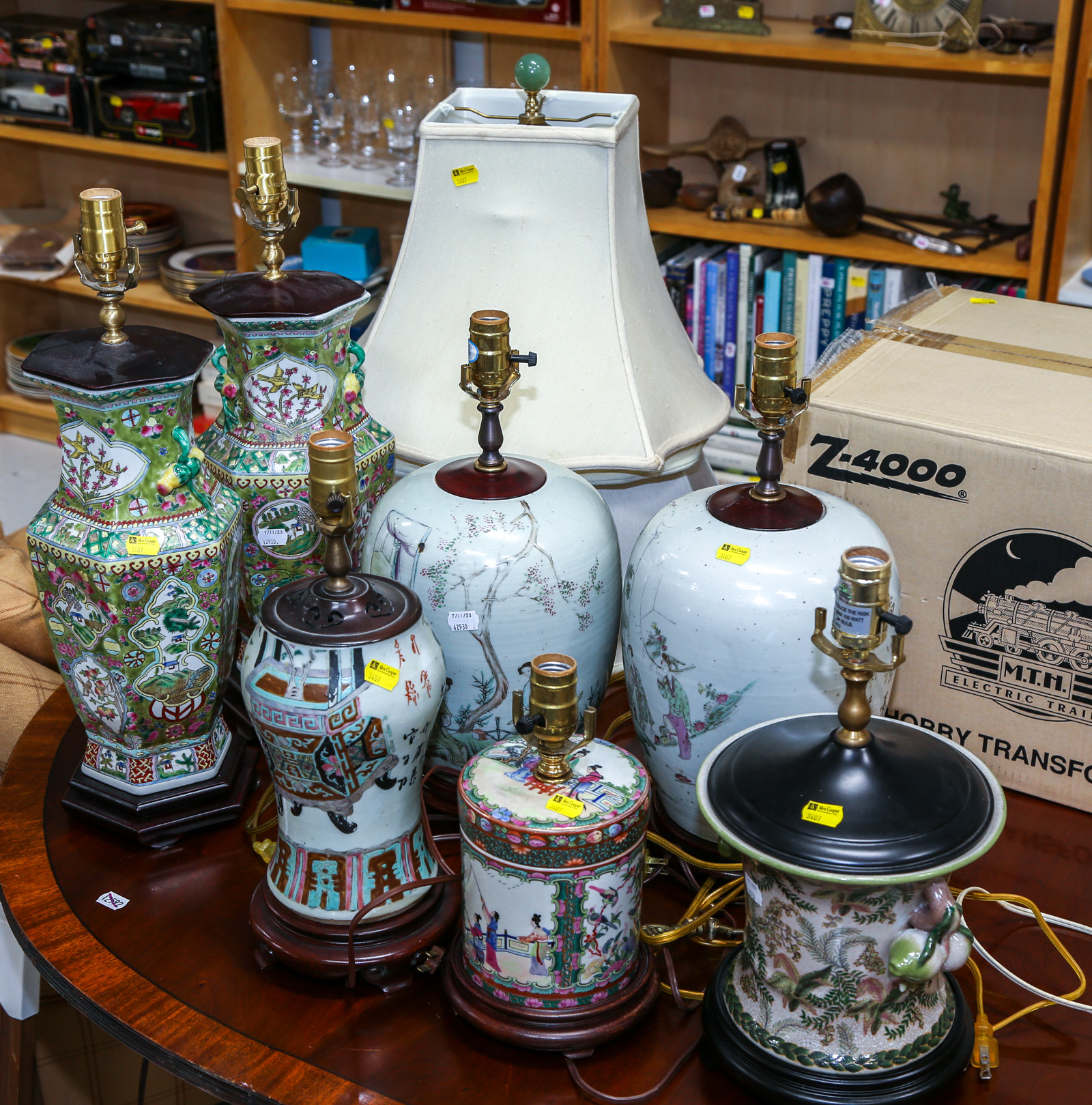 SEVEN CHINESE PORCELAIN TABLE LAMPS