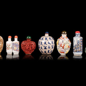 Seven Chinese Snuff Bottles Late