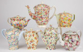 SEVEN CHINTZ PORCELAIN TEAPOTS